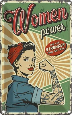 Blechschild 20x30 cm - Pinup Women Power Girl Stronger