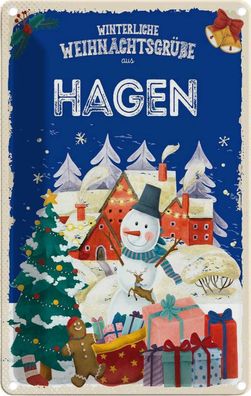 vianmo Blechschild 20x30 cm Weihnachtsgrüße Hagenfest
