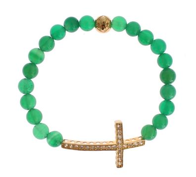 Nialaya Elegantes Armband aus gréner Jade und vergoldeter Perle | SKU: SIG19015-3