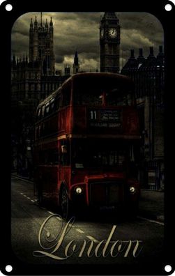 vianmo Blechschild 20x30 cm gewölbt England London Sightseeing Bus red