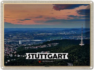 Blechschild 30x40 cm - Stuttgart Blick Auf Degerloch