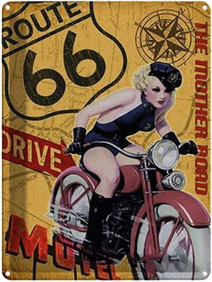 Blechschild 30x40 cm - Pin Up Route 66 The Mother Road Motel