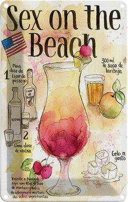 Blechschild 20x30 cm - Sex On The Beach Licor Vodka