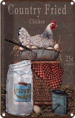 vianmo Blechschild 20x30 cm gewölbt Dekoration Huhn country Fried Chicken