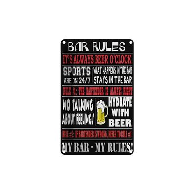 Blechschild 18x12 cm - Bar rules Bier my bar my rules