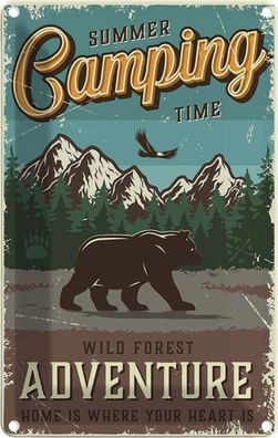 Blechschild 20x30 cm - Summer Camping Time Wild Forest