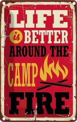 vianmo Blechschild 20x30 cm gewölbt Outdoor Camping life better camp fire Camping