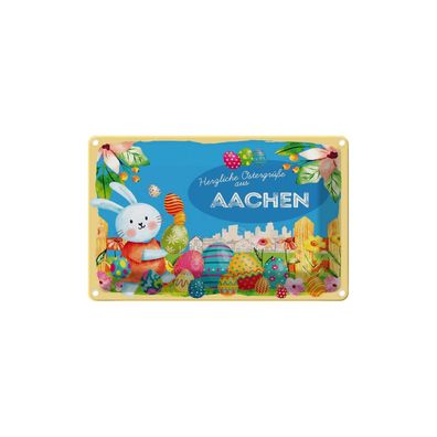 Blechschild 18x12 cm - Ostergrüße Aachen