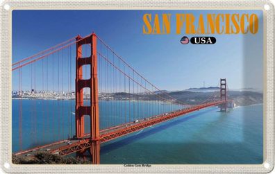 Blechschild 20x30 cm - San Francisco Usa Golden Gate Bridge
