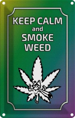 Blechschild 20x30 cm - Keep Calm And Smoke Weed