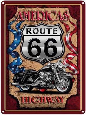 Blechschild 30x40 cm - Motorrad Americas Route 66 Highway