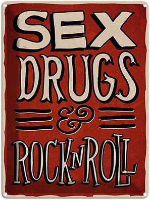 vianmo Blechschild 30x40 cm gewölbt Dekoration Sex drugs Rock n Roll