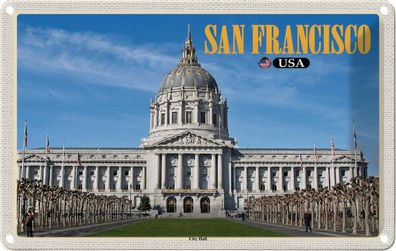 Blechschild 20x30 cm - San Francisco Usa City Hall Rathaus