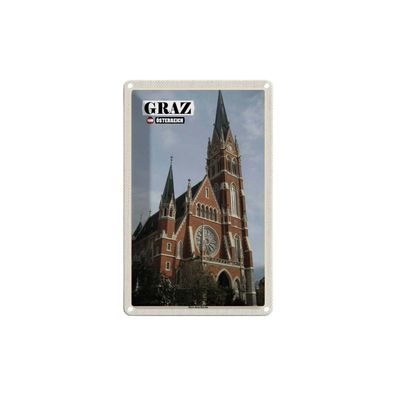 Blechschild 18x12 cm - Graz Österreich Herz-Jesu-Kirche
