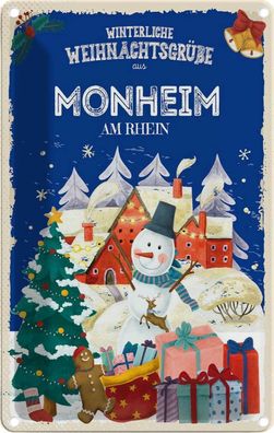 vianmo Blechschild 20x30 cm Weihnachtsgrüße Monheim AM RHEIN