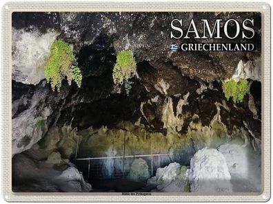 Blechschild 30x40 cm - Samos Griechenland Höhle Des Pythagoras