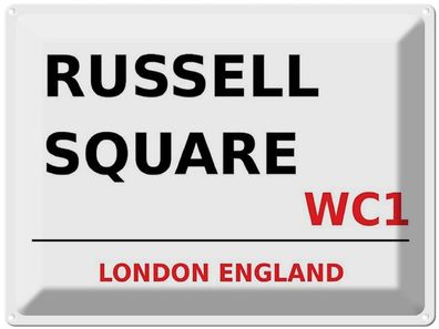 Blechschild 30x40 cm - London England Russell Square Wc1