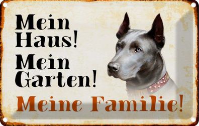 Blechschild 20x30 cm - Hund Dobermann Mein Haus Garten Familie