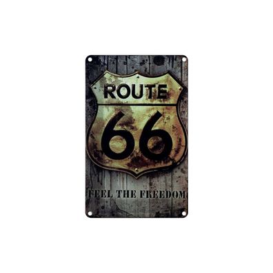 Blechschild 18x12 cm - Retro Route 66 Feel The Freedom