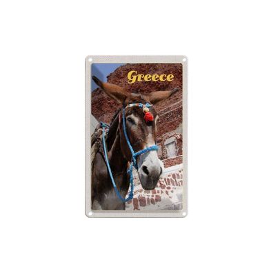 Blechschild 18x12 cm - Greece Griechenland Esel auf Gebirge