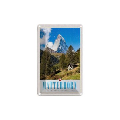 Blechschild 18x12 cm - Matterhorn Schweiz Wald Schnee