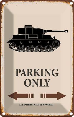 vianmo Blechschild 20x30 cm gewölbt Parkplatzschild Panzer parking only