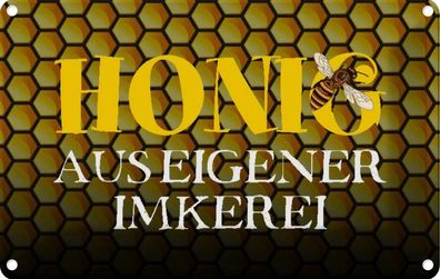 Blechschild 20x30 cm - Honig aus Eigener Imkerei Biene