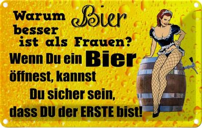 Blechschild 20x30 cm - Pinup Warum Bier Besser Ist Als Frauen