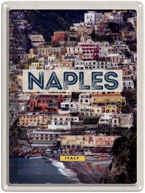 Blechschild 30x40 cm - Naples Italy Neapel Guide Of City Meer