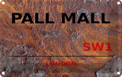 vianmo Blechschild 20x30 cm gewölbt England Pall Mall SW1 Metall Wanddeko