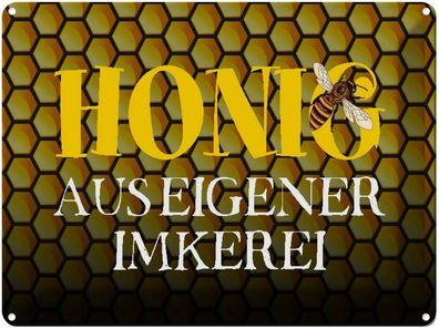 Blechschild 30x40 cm - Honig aus Eigener Imkerei Biene