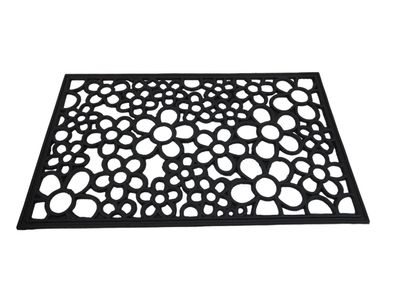 Relaxdays Fußabtreter Gummi Fußmatte schwarz Blume Muster 75x45cm Innen Außen