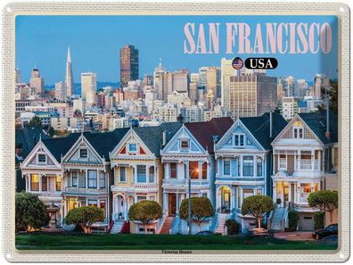 Blechschild 30x40 cm - San Francisco Usa Victorian Houses