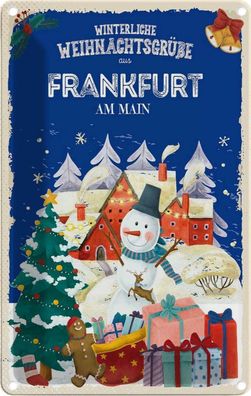 vianmo Blechschild 20x30 cm Weihnachtsgrüße Frankfurt AM MAIN