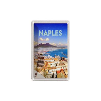 Blechschild 18x12 cm - Retro Naples Italy Neapel Panorama Meertinsign