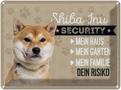 Blechschild 30x40 cm - Shiba Inu Security Dein Risiko
