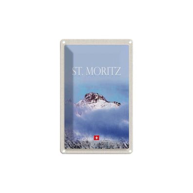 Blechschild 18x12 cm - St. Moritz Aussicht Auf Berg Spitze