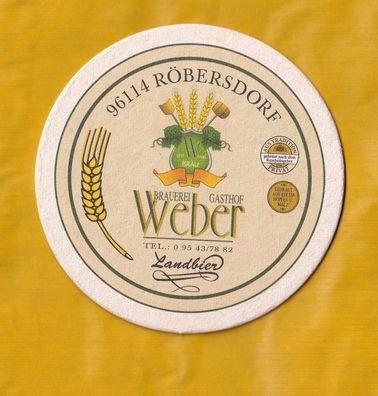 Brauerei Weber Röbersdorf LK Bamberg - ungebrauchter Bierdeckel