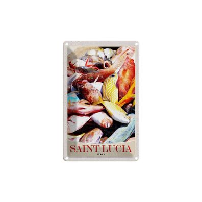 Blechschild 18x12 cm - Saint Lucia Italien Europa Fische