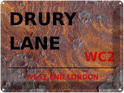 Blechschild 30x40 cm - London West End Drury Lane Wc2