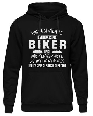 Leg Dich Niemals Biker Kapuzenpullover Motorrad Hoodie Rocker Pullover Harley