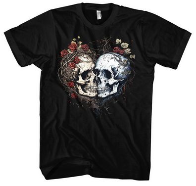 Skull Heart T-Shirt | Totenkopf Love Shirt Liebe Valentinstag Geschenk Rosen