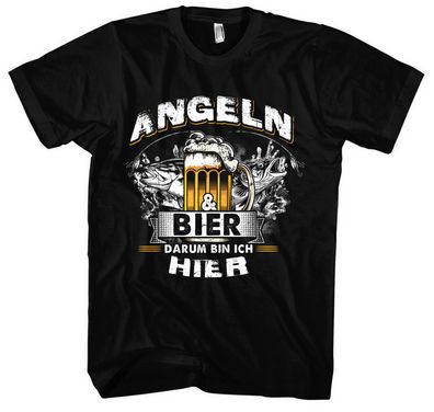 Angeln & Bier T-Shirt | Angler Shirt Kostüm Fischer Tshirt Fishing Bier Tshirt