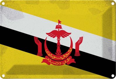 vianmo Blechschild Wandschild 20x30 cm Brunei Fahne Flagge