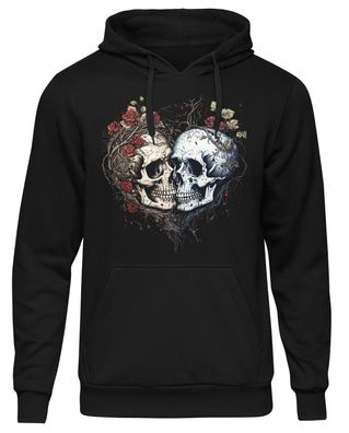 Skull Heart Kapuzenpullover Totenkopf Love Hoodie Liebe Valentinstag Pullover