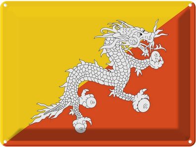 vianmo Blechschild Wandschild 30x40 cm Bhutan Fahne Flagge