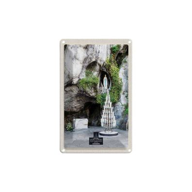 Blechschild 18x12 cm - Frankreich Lourdes Jesus Kerzen