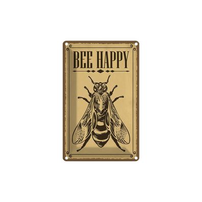 Blechschild 18x12 cm - Bee happy Biene Honig Imkerei