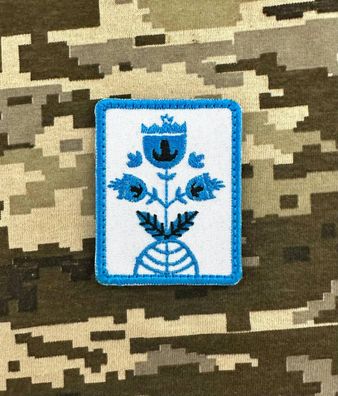 Patch Ornament Ukraine Blume Blau Weiß, Klett Aufnäher Morale Abzeichen Armee Outdoor