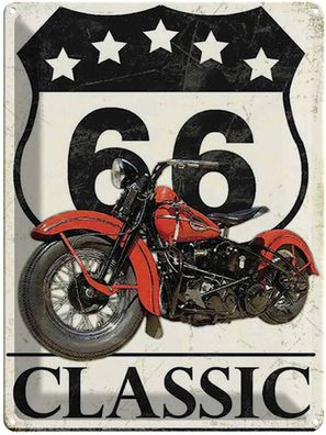 Blechschild 30x40 cm - Retro Motorrad Classic 66 5 Sterne